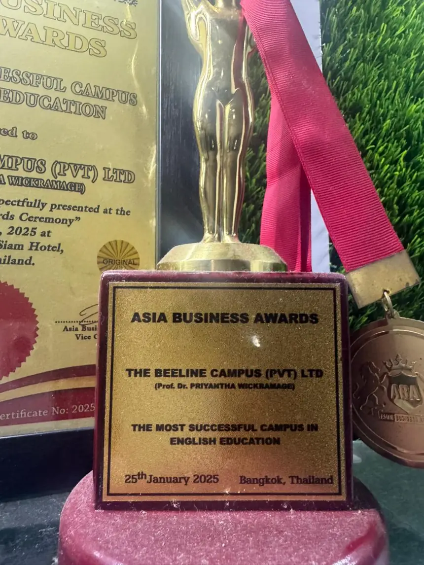 Asia Business Awards 2025 trophy — The Beeline Campus, Most Successful Campus in English Education